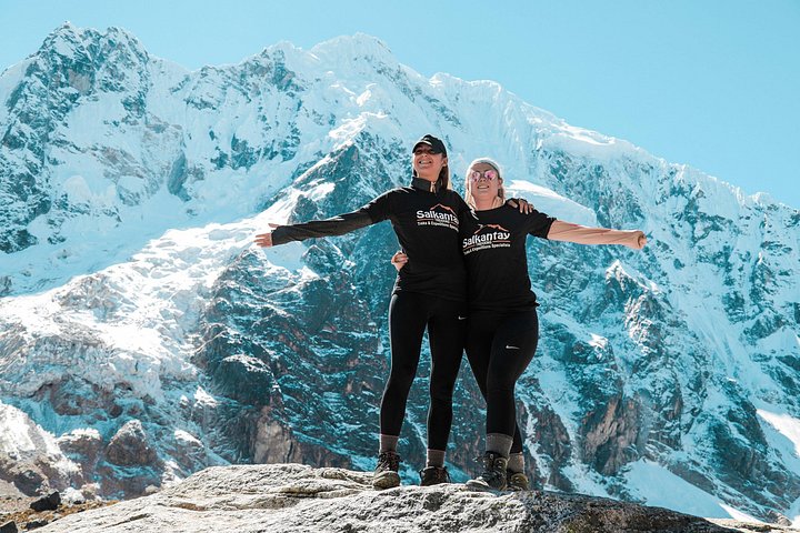 Trekkers below the Salkantay glacier